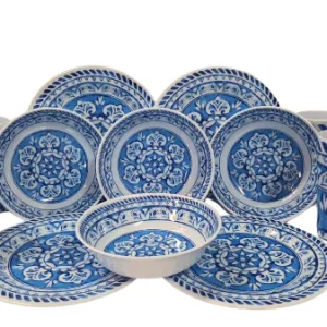 Vajilla de Melamina Redonda Resistente Talavera Azul 12 piezas para 4 personas Tab and Kit